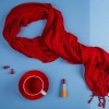 Набор подарочный CHERRYFAIRE: шарф, чайная пара, коробка, стружка, красный - Рекламно производственная компания "Рекламная кухня" - сувениры для бизнеса.
