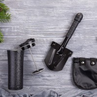 Набор подарочный HIDDENTOWN лопата, термокружка, коробка, стружка, черный - Рекламно производственная компания "Рекламная кухня" - сувениры для бизнеса.