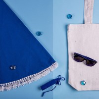 Набор подарочный OCEAN MEMORY: плед пляжный, очки, зарядное устройство, сумка - Рекламно производственная компания "Рекламная кухня" - сувениры для бизнеса.